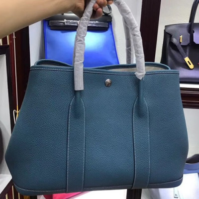 Hermes Garden Party TC Leather Tote Bag,36cm - 에르메스 가든파티 TC 레더 여성용 토트백 HERB0641, 36cm,블루