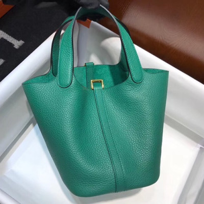 Hermes Picotin Lock Leather Tote Bag,18cm - 에르메스 피코탄 락 레더 여성용 토트백 HERB0650, 18cm,그린