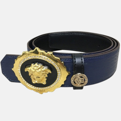 Verasace 2019 Mens Embellished Satin  Buckle Leather  Belt - 베르사체 남성 엠벨리쉬 새틴 버클 레더 벨트 Ver0148x.Size(3.8cm).블루금장