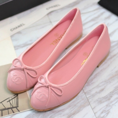 Chanel 2018 Ladies Classic CC Logo Ribbon Ballet Flat Shoes - 샤넬 여성 클랙식 CC 로고 리본 발렛 플랫 슈즈 Cnl0274x.Size(225 - 255).핑크