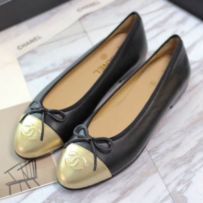 Chanel 2018 Ladies Classic CC Logo Ribbon Ballet Flat Shoes - 샤넬 여성 클랙식 CC 로고 리본 발렛 플랫 슈즈 Cnl0281x.Size(225 - 255).골드