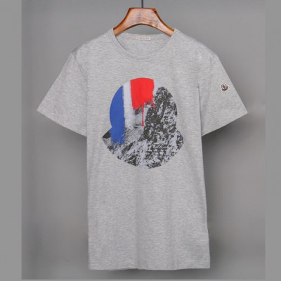 Mocler 2019 Mens Crew - neck Cotton Short Sleeved Tshirt - 몽클레어 남성 신상 크루넥 실켓면 반팔티 Moc0415x.Size(m - 3xl).그레이