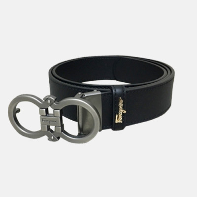 [매장판]Salvatore Ferragamo 2019 Mens Gancini Buckle Leather Belt - 살바토레 페라가모 남성 간치니 버클 레더 벨트 Fer0199x.Size(3.4cm).블랙은장