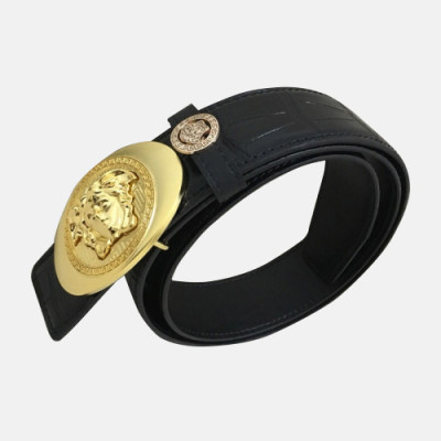 Versace 2019 Mens Palazzo Medusa Steel Buckle Leather Bellt - 베르사체 남성 메두사 스틸 버클 레더 벨트 Ver0160x.Size(3.8cm).블랙금장