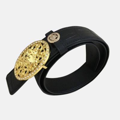 Versace 2019 Mens Palazzo Medusa Steel Buckle Leather Bellt - 베르사체 남성 메두사 스틸 버클 레더 벨트 Ver0162x.Size(3.8cm).블랙금장