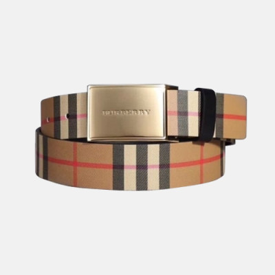 [매장판]Burberry 2019 Mens Londan Box Logo Buckle Business Check Leather Belt - 버버리 남성 런던 박스 로고 버클 비지니스 체크 레더 벨트 Bur0548x.Size(3.5CM).체크베이지금장