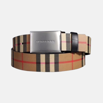 [매장판]Burberry 2019 Mens Londan Box Logo Buckle Business Check Leather Belt - 버버리 남성 런던 박스 로고 버클 비지니스 체크 레더 벨트 Bur0549x.Size(3.5CM).체크베이지은장