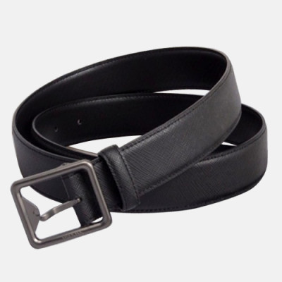 Prada 2019 Mens Classic Logo Business Leather Belt - 프라다 남성 신상 클래식 로고 비지니스 레더 벨트 Pra0487x.Size(3.4cm).블랙검장