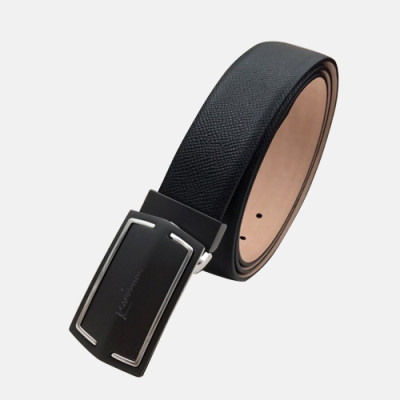 Salvatore Ferragamo 2019 Mens Box Logo Buckle Leather Belt - 살바토레 페라가모 남성 박스 로고 버클 레더 벨트 Fer0218x.Size(3.4cm).블랙검장