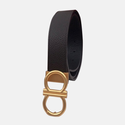 Salvatore Ferragamo 2019 Mens Gancio Buckle Leather Belt - 살바토레 페라가모 남성 간치오 버클 레더 벨트 Fer0222x.Size(3.4cm).블랙금장