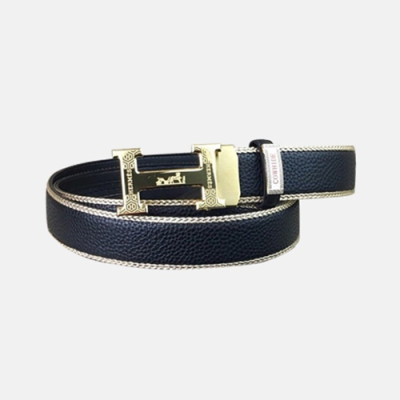 Hermes 2019 Mens Business Initial Logo Leather Belt - 에르메스 남성 비지니스 이니셜 로고 가죽 벨트 Her0178x.Size(3.5cm).블랙금장