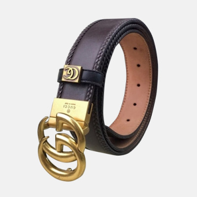 Gucci 2019 Mens Signature GG Steel Buckle Leather Belt - 구찌 신상 남성 시그니처 GG 스틸 버클 레더 벨트 Guc0853x.Size(3.5cm).브라운금장