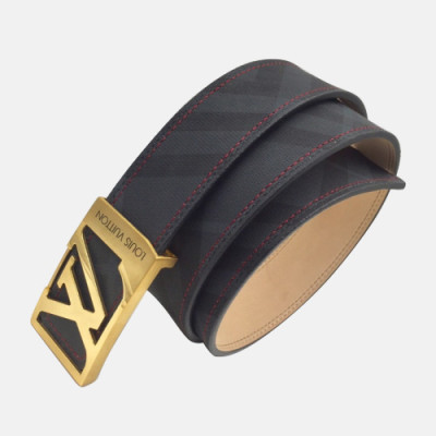 Louis vuitton 2019 Mens Signature Initial Logo Buckle Leather Belt - 루이비통 남성 신상 시그니처 이니셜 로고 버클 레더 벨트 Lou0885x.Size(3.8cm).다크그레이금장