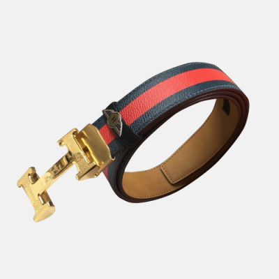 Hermes 2019 Mens Business Signature Logo Automatic Buckle Leather Belt - 에르메스 남성 비지니스 시그니처 로고 오토매틱 버클 가죽 벨트 Her0191x.Size(3.4cm).레드금장