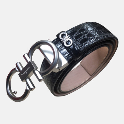 Salvatore Ferragamo 2019 Mens Gancio Buckle Leather Belt - 살바토레 페라가모 남성 간치오 버클 레더 벨트 Fer0234x.Size(3.4cm).블랙은장