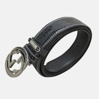 Gucci 2019 Mens Signature Vintage GG Steel Buckle Leather Belt - 구찌 신상 남성 시그니처 빈티지 GG 스틸 버클 레더 벨트 Guc0862x.Size(3.5cm).블랙은장