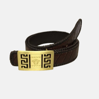 Versace 2019 Mens Signature Medusa Steel Buckle Leather Belt - 베르사체 신상 남성 시그니처 메두사 스틸 버클 레더 벨트 Ver0175x.Size(3.8cm).브라운금장