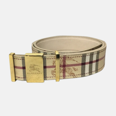 [매장판]Burberry 2019 Mens Londan Box Logo Buckle Business Check Leather Belt - 버버리 남성 런던 박스 로고 버클 비지니스 체크 레더 벨트 Bur0594x.Size(3.8CM).체크베이지금장