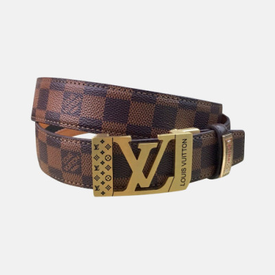 Louis vuitton 2019 Mens Damier Signature Initial Logo Buckle Leather Belt - 루이비통 남성 신상 다미에 시그니처 이니셜 로고 버클 레더 벨트 Lou0893x.Size(3.5cm).브라운금장