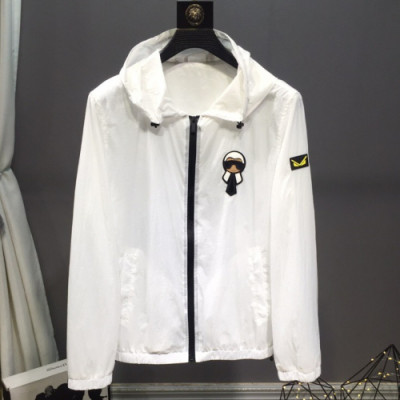 Fendi 2019 Mens Signature Logo Casual Blouson - 펜디 남성 시그니처 로고 캐쥬얼 블루종 Fen0165x.Size(m - 3xl).화이트