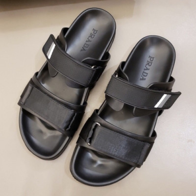 Prada 2019 Mens Velcro Strap Slipper - 프라다 남성 벨크로 스트랩 슬리퍼 Pra0519x.Size(240 - 275).블랙