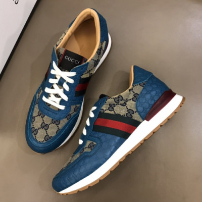 Gucci 2019 Mens Ace GG Leather Sneakers - 구찌 남성 신상 에이스 GG 레더 스니커즈 Guc0895x.Size(240 - 270).블루