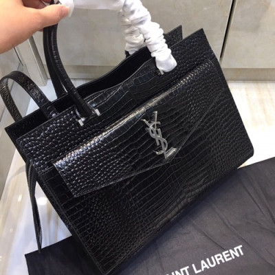 Saint Laurent 2019 Uptown Leather Tote Shoulder Bag,31cm - 입생로랑 2019 여성용 업타운 레더 토트 숄더백 557653 , SLB0309,31cm,블랙