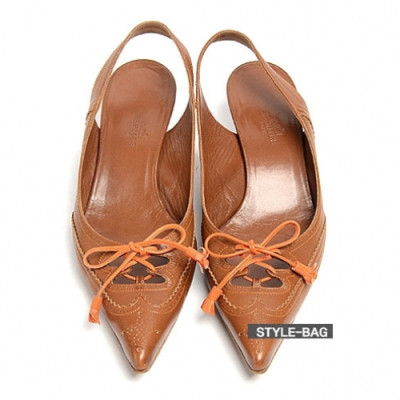 Hermes 2019 Womens Ribbon Leather Slingback - 에르메스 여성 리본 레더 슬링백  Her0220x.Size(225 - 245).브라운