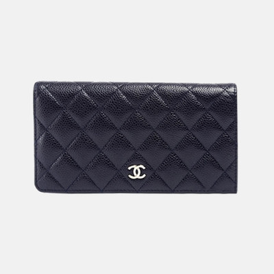 Chanel 2019 Womens CC Logo Cavier Long Purse - 샤넬 여성 cc로고 캐비어 장지갑 Cnl0338x.Size(18.3cm).네이비