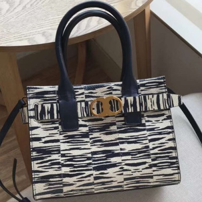 Tory Burch Leather White+Navy Tote Bag,23.5cm - 토리버치 레더 화이트+네이비 토트백 TBB0205,23.5cm