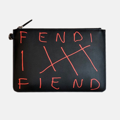 Fendi Leather Clutch Bag ,30CM - 펜디 레더 남성용 클러치백 FENB0080,30CM,블랙