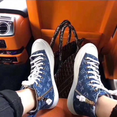 Louis Vuitton 2019 Ladies Signature Logo Denim High-top Sneakers  - 루이비통 여성 시그니처 로고 데님 하이탑 스니커즈 Lou0946x.Size(225 - 250).블루