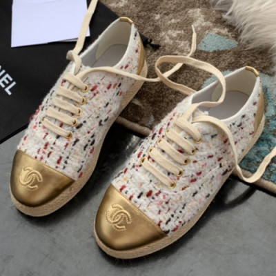 Chanel 2019 Womens CC Logo Tweed Sneakers - 샤넬 여성 코코 로고 트위드 스니커즈 Cnl0351x.Size(225 - 250).골드