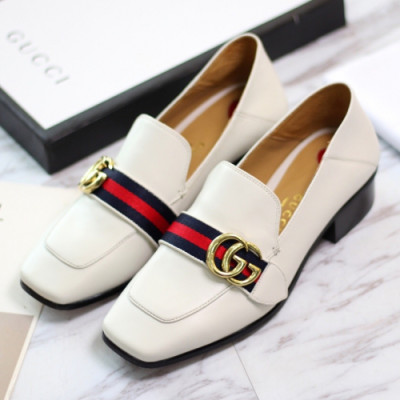 Gucci 2019 Ladies Strap GG Metal Logo Leather Loafer - 구찌 여성 스트랩 GG 메탈 로고 레더 로퍼 Guc0960x.Size(225 -  245).화이트