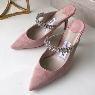 Jimmy-Choo 2019 Ladies Embellished Crystal Suede Slingback- 지미츄 여성 그리스탈 장식 스웨이드 슬링백 Jim0027x.Size(225 - 250).베이비핑크