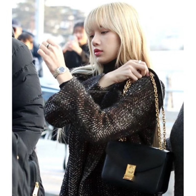 Celine C Leather Chain Shoulder Bag,22CM - 셀린느 C 레더 체인 숄더백 ,187253-2,22CM,블랙 - 리사