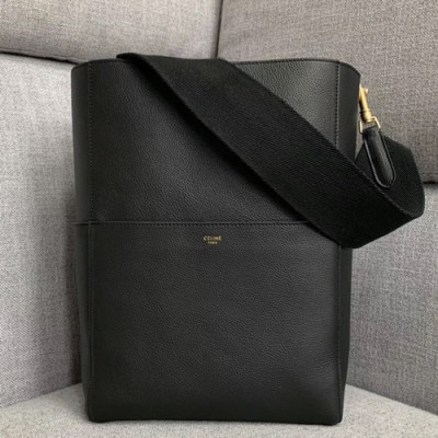 Celine Leather Sangle Shoulder Bag,33CM - 셀린느 레더 상글 숄더백 ,77427-1,33CM,블랙