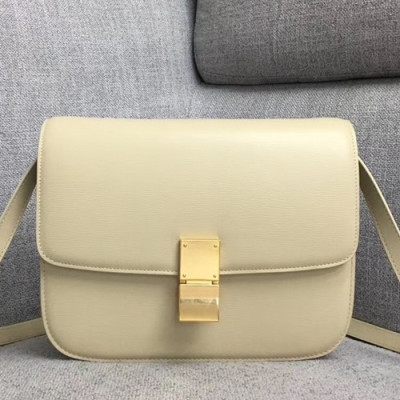 Celine 2019 Leather Classic Box Shoulder Bag,24CM - 셀린느 2019 레더 클래식 박스 숄더백 ,11045-2,24CM,베이지