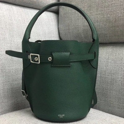 Celine 2019 Leather Nano Bigbag Bucket Tote Shoulder Bag,21CM - 셀린느 2019 레더 나노 빅백 버킷 토트 숄더백 ,189750-3,21CM,다크그린