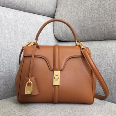 Celine 16 Leather Small Tote Shoulder Bag,23CM - 셀린느 16 레더 스몰 토트 숄더백 ,188003-1,23CM,연브라운