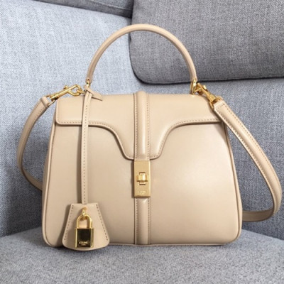 Celine 16 Leather Small Tote Shoulder Bag,23CM - 셀린느 16 레더 스몰 토트 숄더백 ,188003-3,23CM,베이지