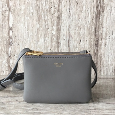 Celine Leather Trio Mini Shoulder Bag,13CM - 셀린느 레더 트리오 미니 여성용 숄더백 ,55422 - 3,13CM,그레이