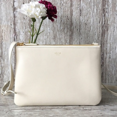 Celine Leather Trio Shoulder Bag,22/25CM - 셀린느 레더 트리오 여성용 숄더백 ,55420 / 55421 - 3,22/25CM,화이트