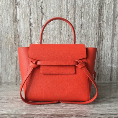 Celine Leather Mini Belt Shoulder Bag,20CM - 셀린느 레더 미니  벨트 숄더백 ,99970-6,20CM,레드오렌지