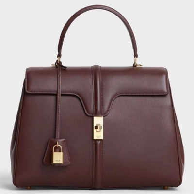 Celine 16 Leather Medium Tote Shoulder Bag,32CM - 셀린느 16 레더 미듐 토트 숄더백 ,187373-6,32CM,다크브라운