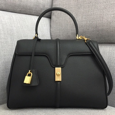 Celine 16 Leather Medium Tote Shoulder Bag,32CM - 셀린느 16 레더 미듐 토트 숄더백 ,187373-9,32CM,블랙