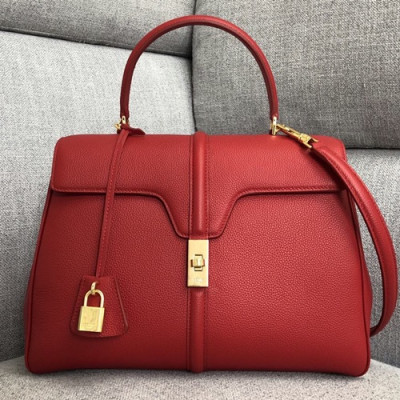 Celine 16 Leather Medium Tote Shoulder Bag,32CM - 셀린느 16 레더 미듐 토트 숄더백 ,187373-10,32CM,레드