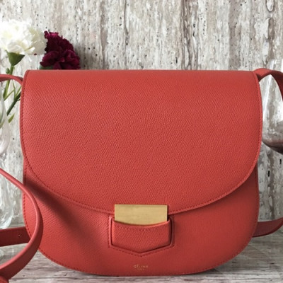 Celine Leather Trotteur Large Shoulder Bag,23CM - 셀린느 레더 트로터 라지 숄더백 ,77420-3,23CM,레드