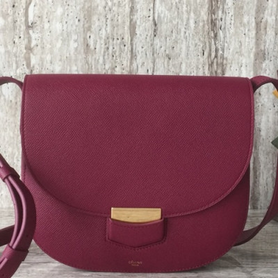 Celine Leather Trotteur Large Shoulder Bag,23CM - 셀린느 레더 트로터 라지 숄더백 ,77420-7,23CM,퍼플와인