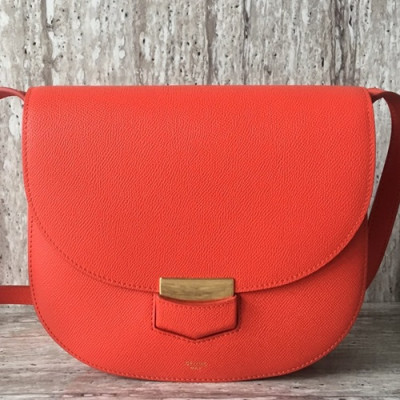 Celine Leather Trotteur Large Shoulder Bag,23CM - 셀린느 레더 트로터 라지 숄더백 ,77420-12,23CM,라이트레드